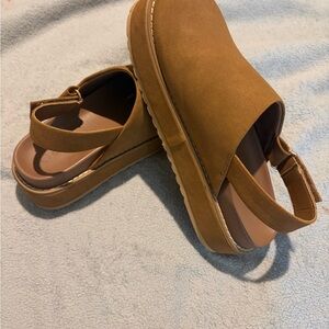 Brown Slingback Platform Sandals